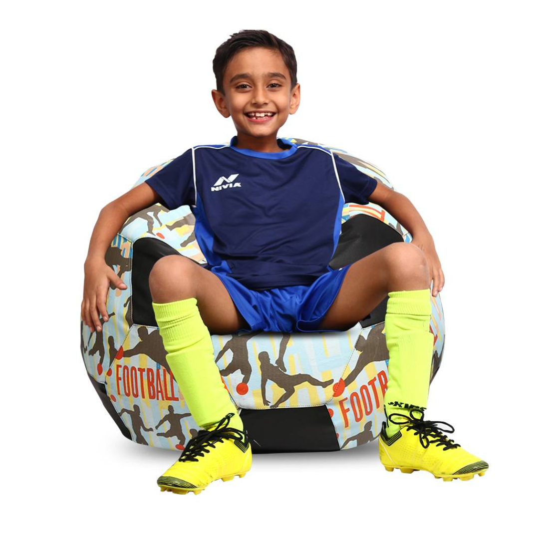 Orka Digital Printed Kids Foorball With Mathching Footstool Filled Bean Bag With Beans (FB45 Multicolor) view 2